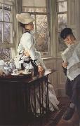 James Tissot Reading The News (nn01) oil painting reproduction